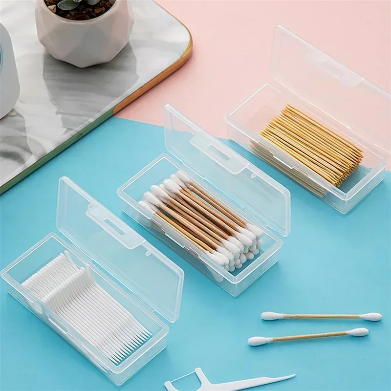For Clear Plastic Storage Box With Hinged Lid Stackable Small Container For Cotton Swab Craft Hardware Cosmetic Accessories Orga