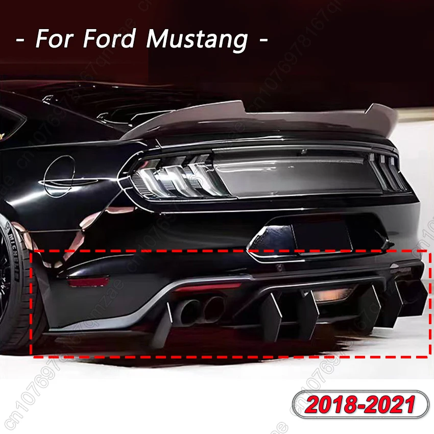 

6 Fins Car Rear Bumper Diffuser Rear Side Splitters Spoiler Lip For Ford Mustang 2018-2021 ABS Plastic Black Car Accessories