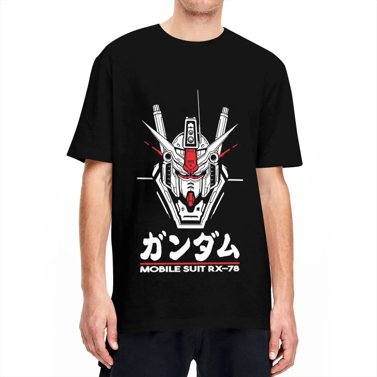 男性と女性のためのガンダムロボットTシャツ,半袖トップ,ラウンドネック,オリジナルのレジャーTシャツ,rx78