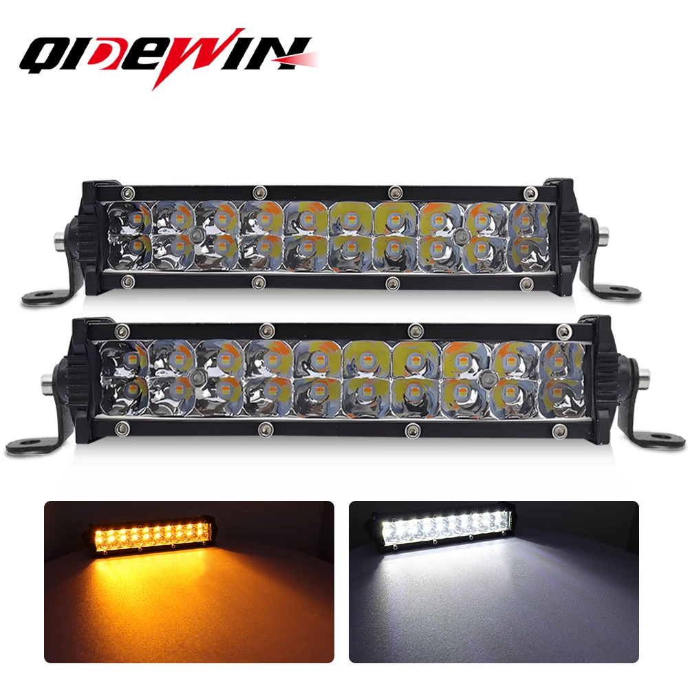 Dual color Light Bar/Work Light 60W 8inch  Super Slim LED Bar for Tractor 4X4 Offroad 4WD ATV Truck LED Work Light 12V 24V