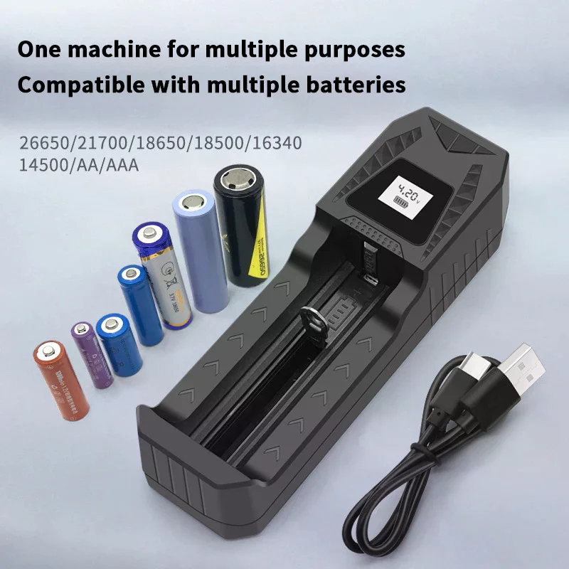 USB Charger Intelligent LCD Battery USB Charger- 1/2/4 Slots For 18650 4.2V Li-ion & 1.2V Ni-MH AA/AAA Rechargeable Batteries