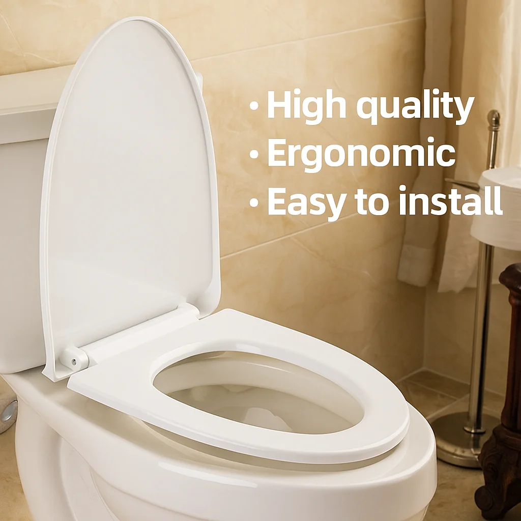 

Heavy Duty Plastic Toilet Seat, Universal Replacement Lid, Easy Install for Home Bathroom Toilets