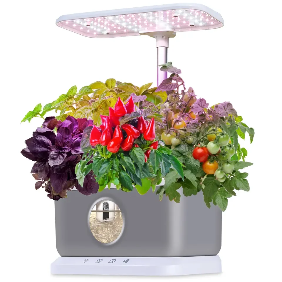 Home Smart Hydroponics System, 6 Pods Indoor Vegetable Herb Flower Garden Kit, Mini Aquarium Box with Led Grow Light