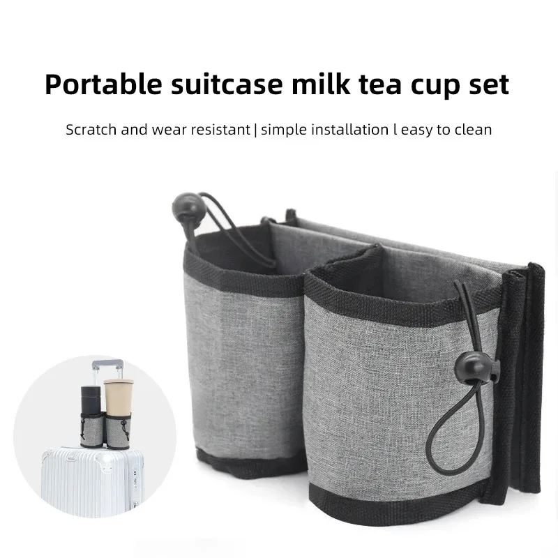 Portavasos de viaje para equipaje, tela Oxford, equipaje de mano libre, bolsa de bebidas, bolsa de almacenamiento de tazas de viaje portátil, se adapta a todas las manijas de maleta, 1 ud.