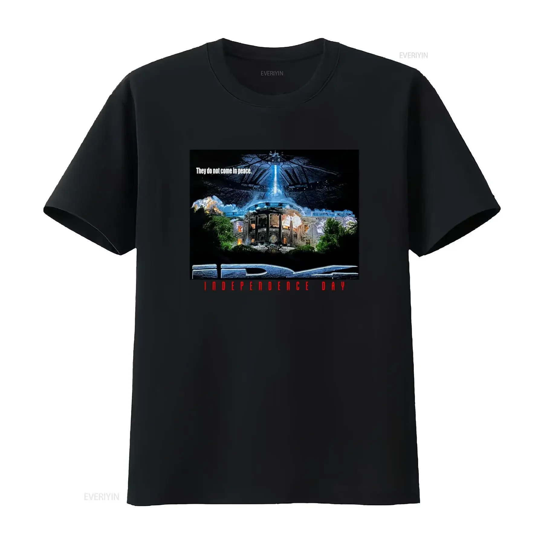 90s Independence Day Alien Sci Fi Movie White House Attack T shirt vintage Washed Slightly Stretched graphic Breathable Casual