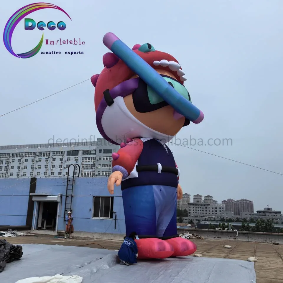 Custom Cartoon Inflatable Diver for Outdoor Swimming Pool Decoration