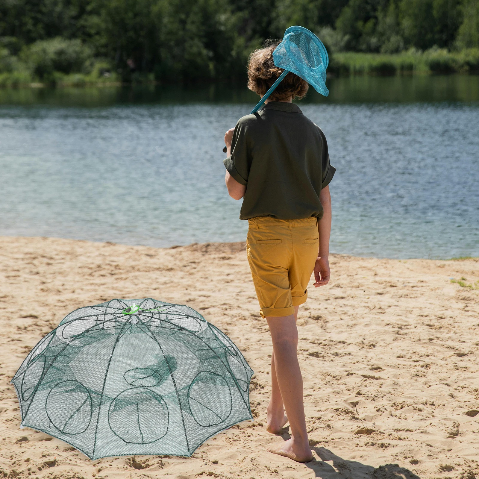 

Foldable Fishing Net Trap Nylon Mesh Umbrella Design For Catching Fish Shrimp Lobster Crab Portable Collapsible Seafood Net Cage