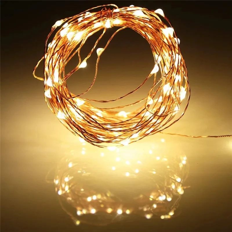 LED Outdoor Light String Fairy Garland Battery Power Copper Wire Lights For Christmas Festoon Party Wedding 8 Colors