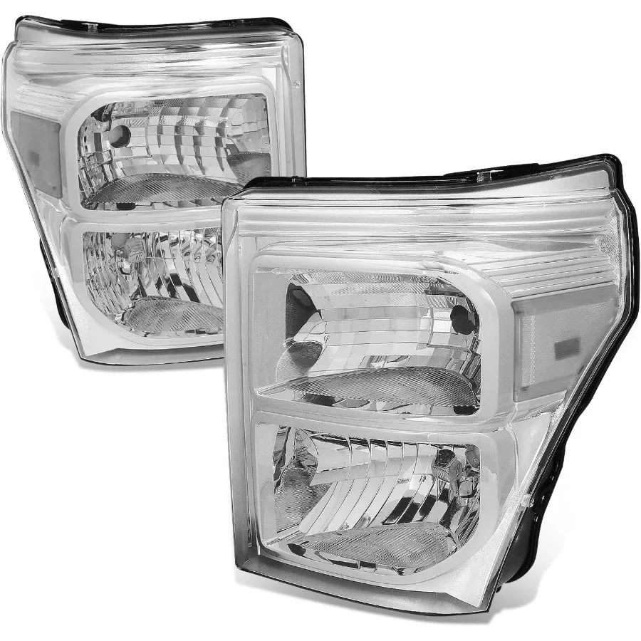 

Галогенная модель фар в сборе для тяжелых грузовиков F250 F350 F450 F550 20112016 с хромированным корпусом и прозрачным угловым дизайном