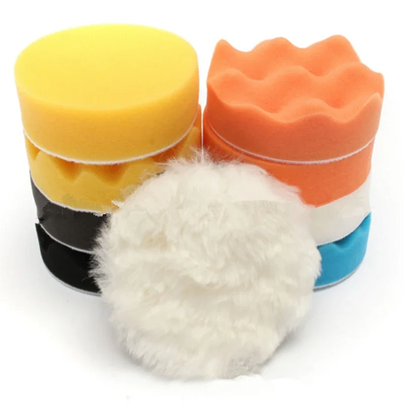 11Pcs Car Polishing Pad 3/4/5/6 in Self-Adhesive Buffing Waxing Sponge Wool Wheel Polish Pad Kit for Car Polisher Drill Adapter