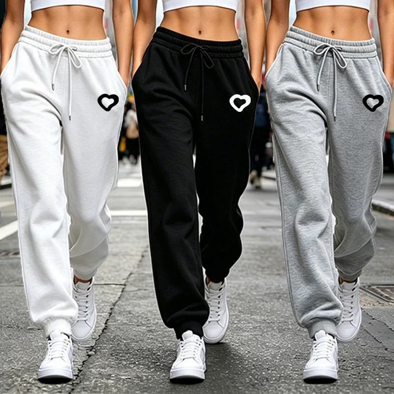 Versatile Women's Sweatpants Printing Casual Elastic Waist Sports Baggy Pants Outdoors Jogging Trousers Daily Fashion Sportswear