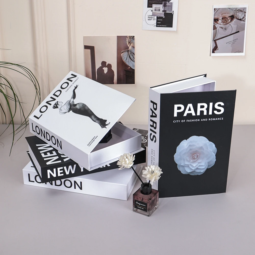 Fake Book Boxs For Decoration Simple Faux Books Ornament Coffee Table Addition Living Room Decoration Paris New York London