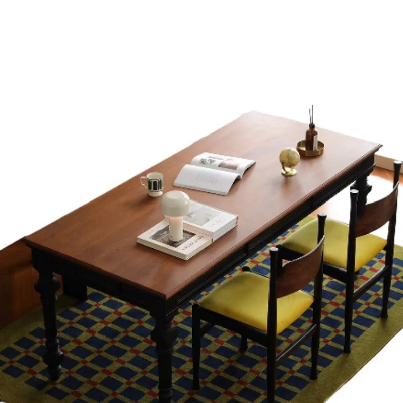 

French retro solid wood dining table, Nanyang household French small apartment dining table and chairs simple villa dining table