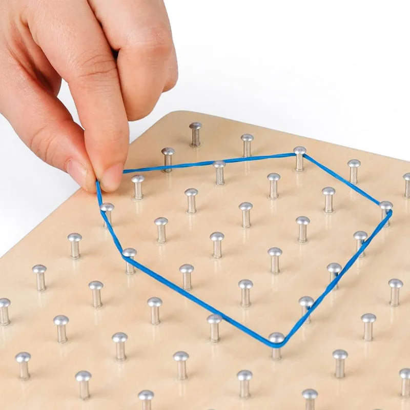 Montessori Wooden Geoboard With Rubber Bands Counting Learning Toys Math Games For Kids Mathematical Manipulative Material