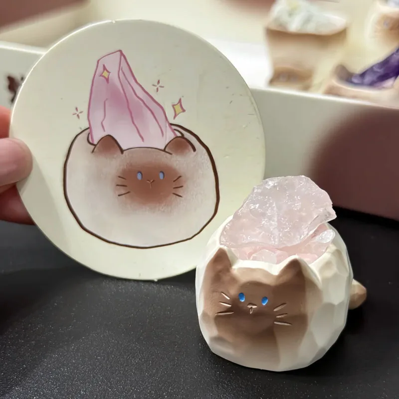 Scatola cieca per gatti in cristallo PAL |   Scatole il tuo fascino fortunato! Simpatica mini statuetta per scrivania e decorazione auto. Regalo Purrfect per gli amanti dei gatti.