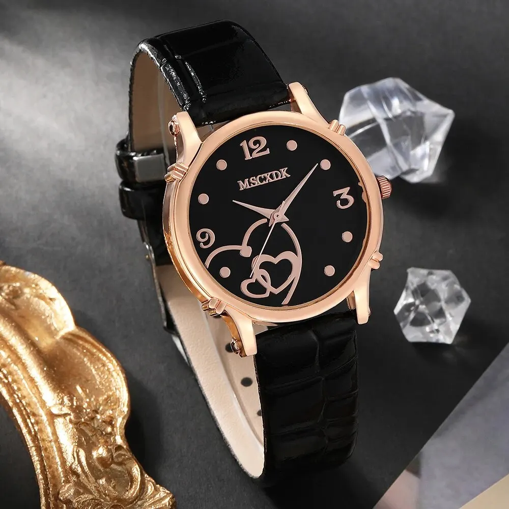 2PCS Set Women Fashion Casual Leather Belt Watches Quartz Wristwatches & Ladies Glasses Sunglasses Dress Clock Montre Femme