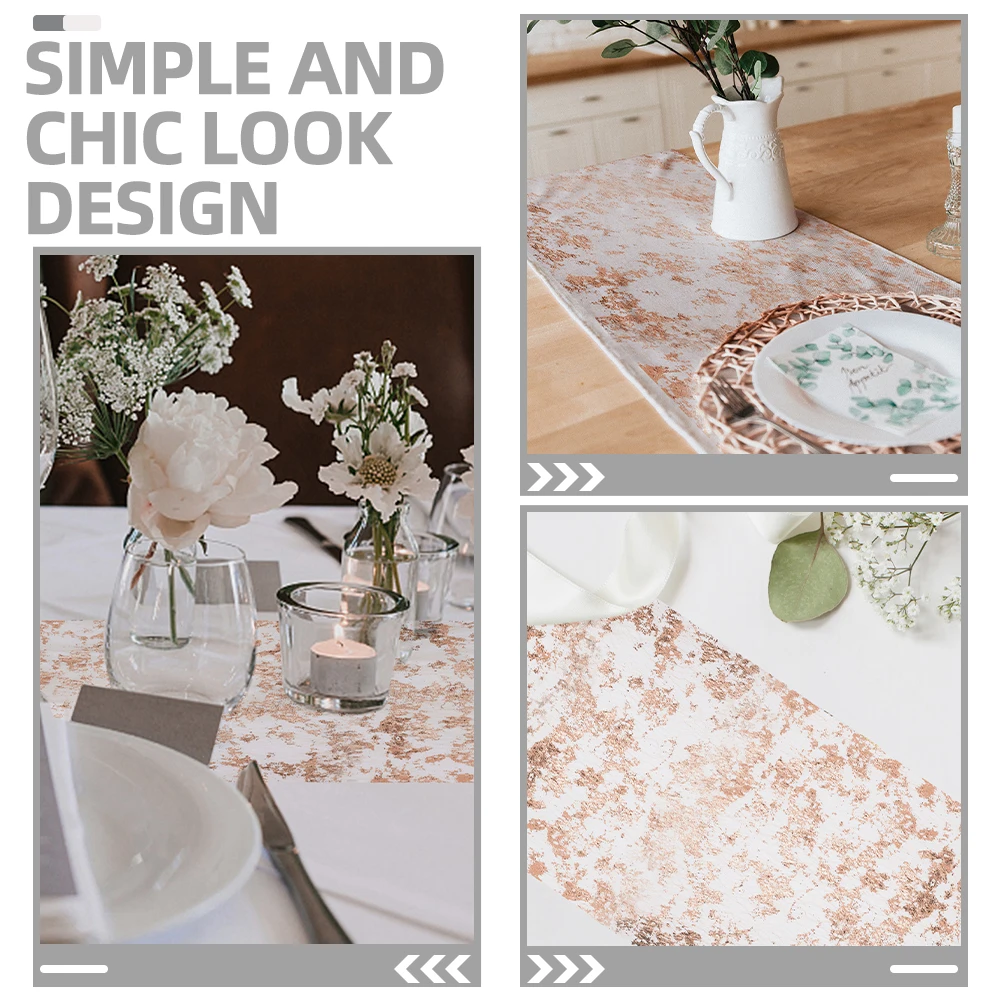 

Decorate Gold-stitched Cloud Table Flag Cloth Runner Polyester Mesh Birthday Runners for Party