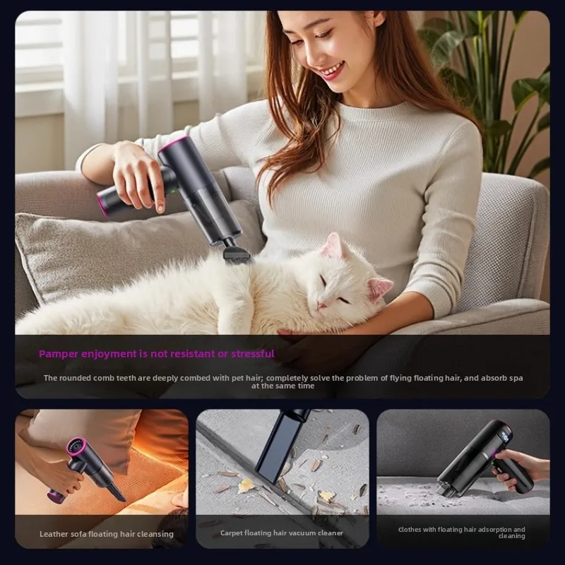 Automatic Pet Hair Vacuum Cleaner Handheld Mini Powerful Brushless Portable for Cat Dog Home Sofa