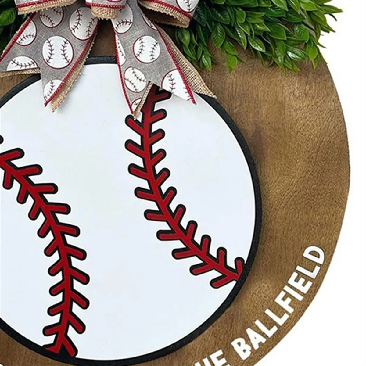 BAAQ Welcome Sign for Front Door Decor Baseball Lover Farmhouse Decor Wreath Funny Welcome Front Door Wreath with Bow