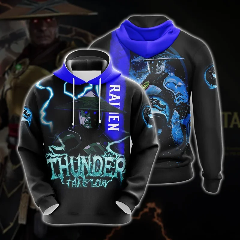 Sudadera con capucha con estampado 3D de Mortal Kombat para hombre y mujer, abrigo de gran tamaño, ropa Unisex