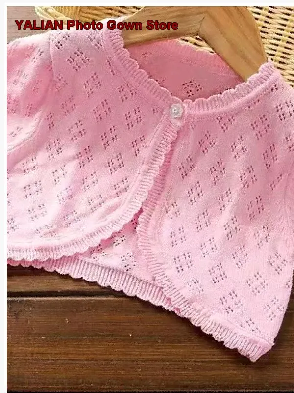 Girls Knit Shawl Princess Thin Outerwear Baby Sun Protection Air Conditioning Vest Toddler