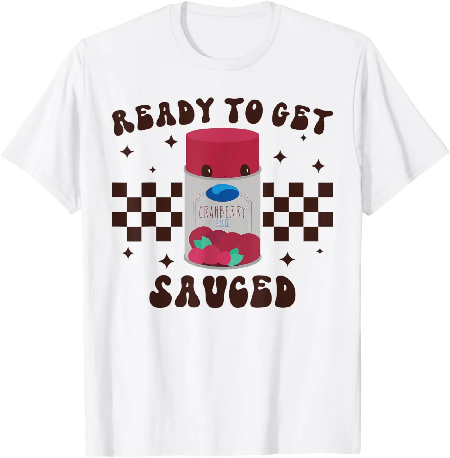 Camiseta divertida de comida de Acción de Gracias con salsa de arándanos lista para conseguir salada