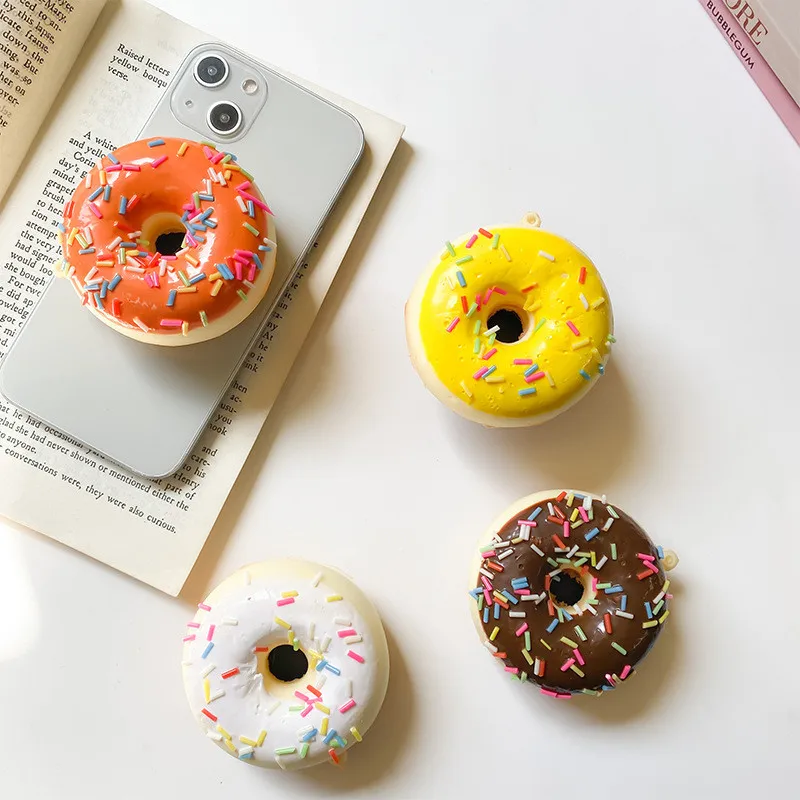 

Donut Dessert Mobile Phone Holder Stand Fold Finger Grip Bracket Accessories Socket For iPhone 15 16 17 Xiaomi Holder