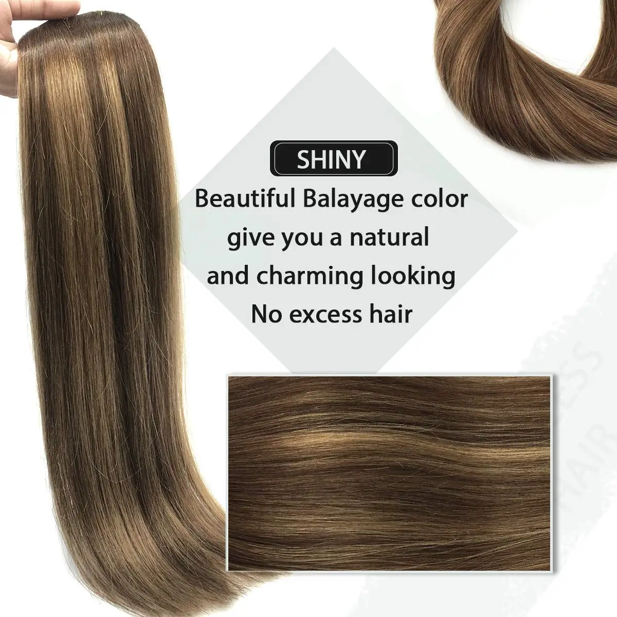 كليب في الشعر البشري أومبير الذهبي شقراء Balayage آلة غير مرئية ريمي مستقيم الطبيعية كليب على الشعر 75G-85G 5 قطعة/المجموعة #5