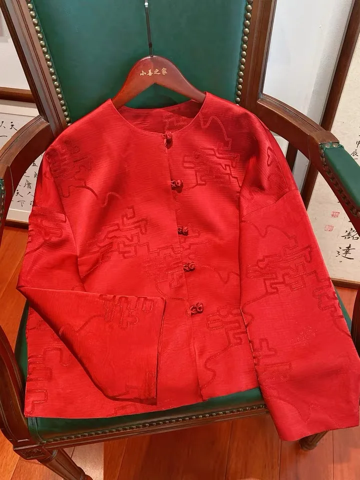 Traditional Clothing 2025 Chinese Red New Year Coat Jacket