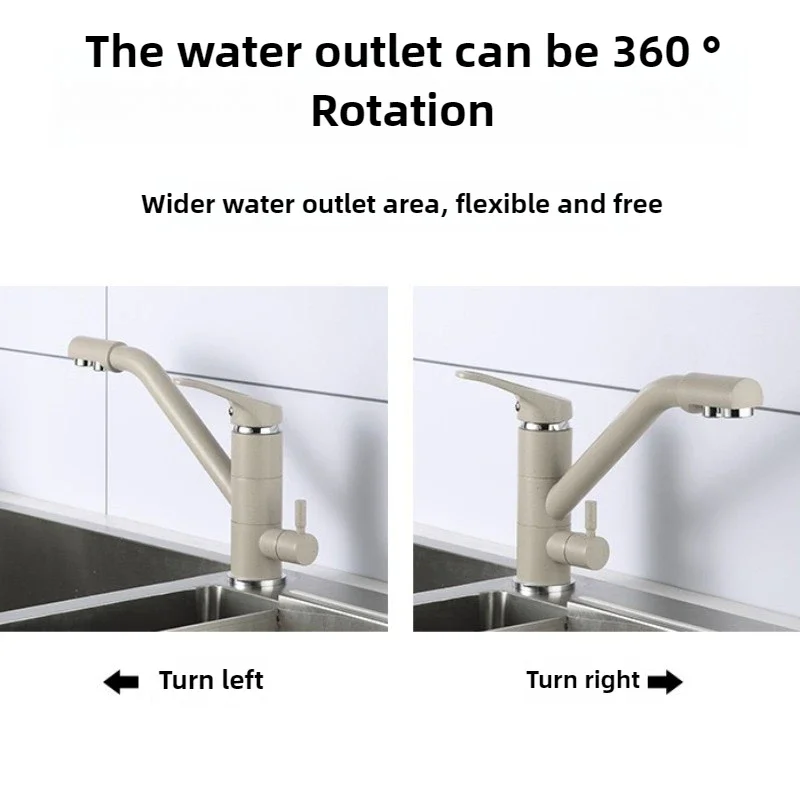 Kitchen Faucet Filter Water Taps Dual Handle Hot and Cold Drinking Water 3 Way Filter Kitchen Mixer Tap
