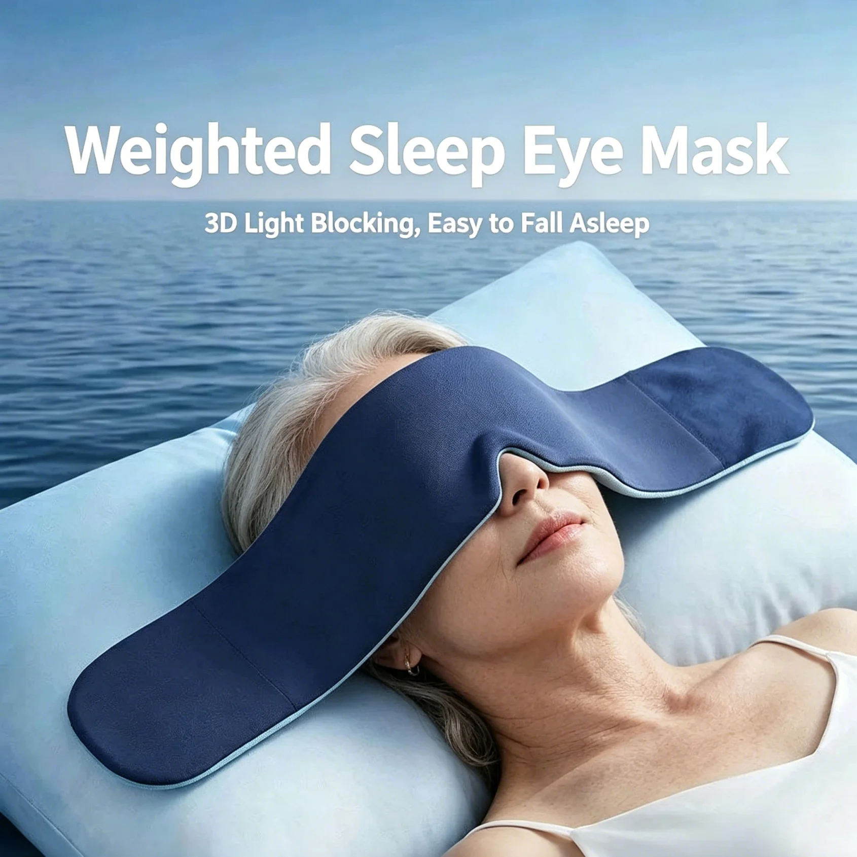 3D Weighted Sleep Mask Breathable Soft Comfortable Light Blocking Eye Mask Gentle Microgravity Design to Relieve Eye Fatigue