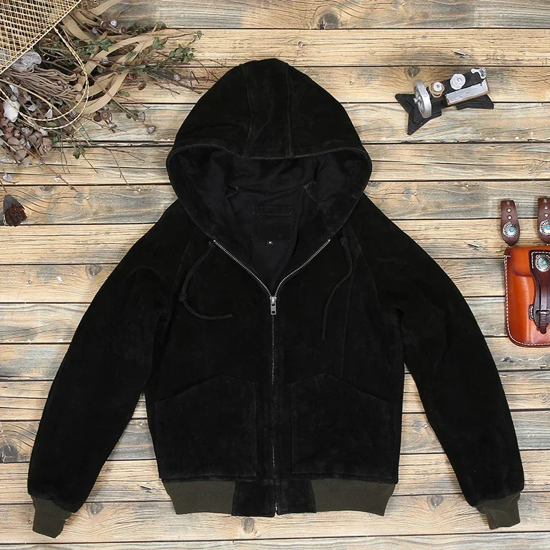 

Классическая замшевая толстовка с капюшоном Tailor Brando, мужская короткая укороченная куртка из натуральной кожи в стиле ретро