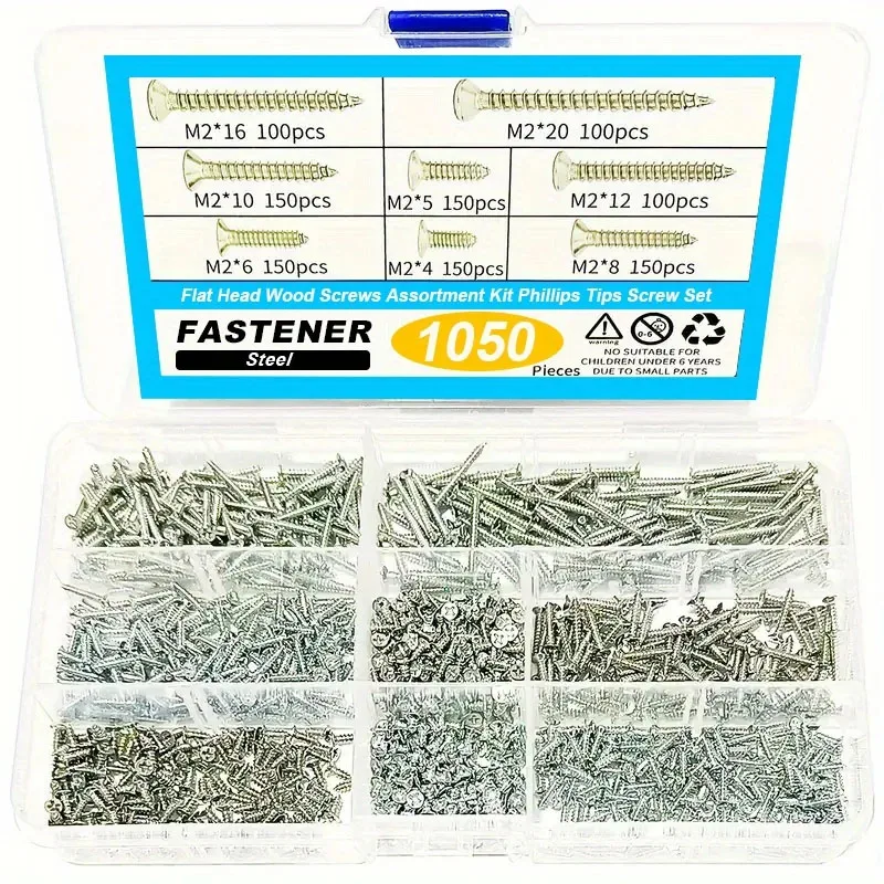 

ВКККМ # Крестообразные саморезы M2 1050 шт. подходят для соединения древесины, деревообработки своими руками и крепления небольших изделий по дереву и т. д.