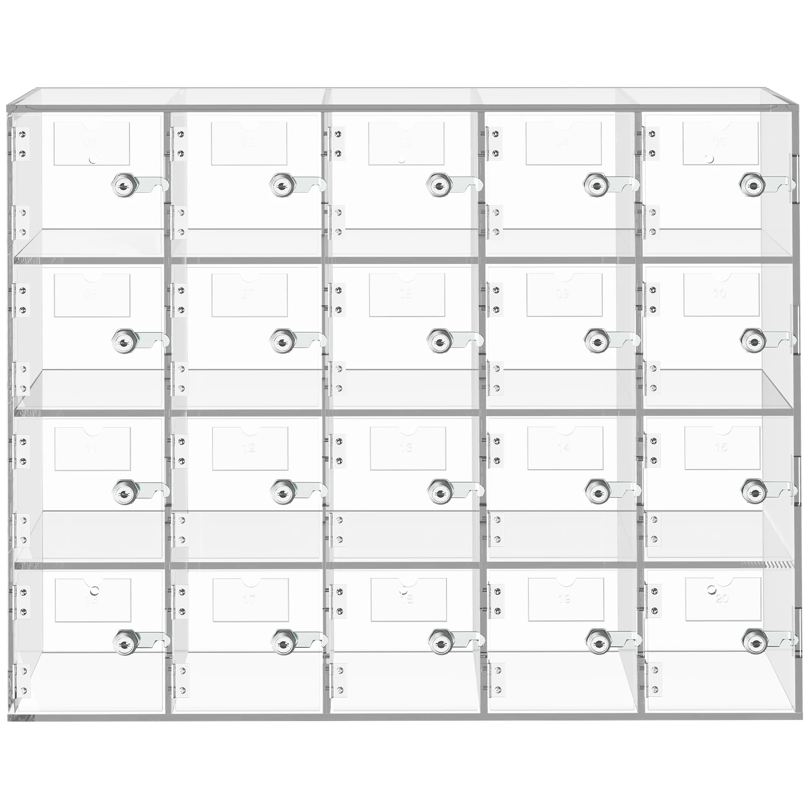 20-Slot Cell Phone Locker with Individual Locks & Keys, Clear Acrylic Phone Storage Box, Wall Mounted Organizer for Classroom, Office & Gym