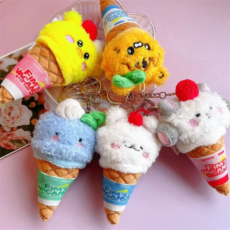 

Плюшевый брелок-медведь CHAEWON YUNJIN в виде мороженого, милый и кавайный, подвеска для сумки, аксессуар для студентов, девочек, подростков, подарок на день рождения или в школу