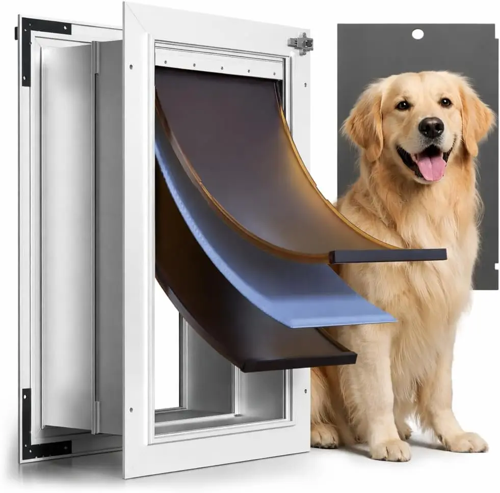 For Walls, Aluminum, Heavy-Duty with Dual Security Locks & Magnetic Flaps, Closing Panel, Suitable for Pets Up to 110 LB