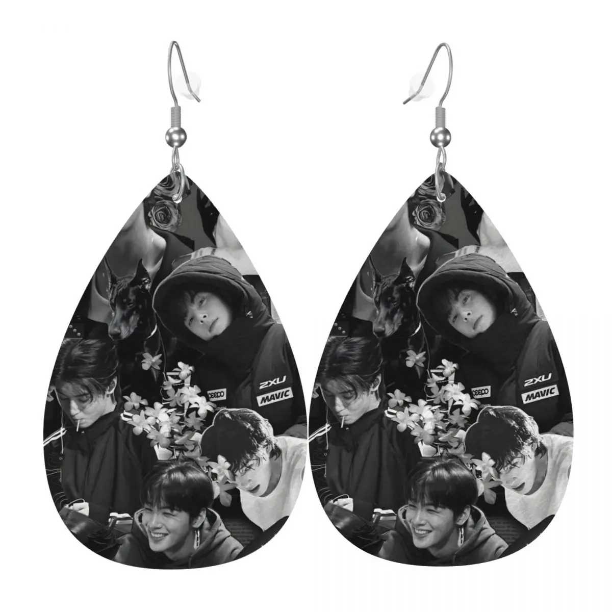 Custom Cha-A Singer Eun Woos Leather Earrings for Women Kpop Star Dangle Earrings Jewelry Accessories