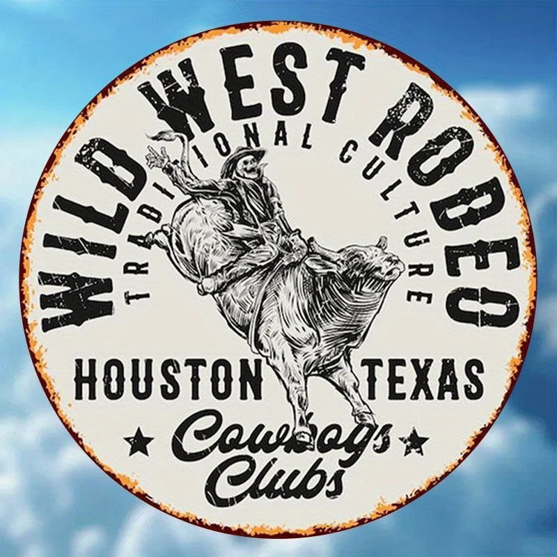 2D Flat, 8-Inch Vintage Western Metal Wall Sign 