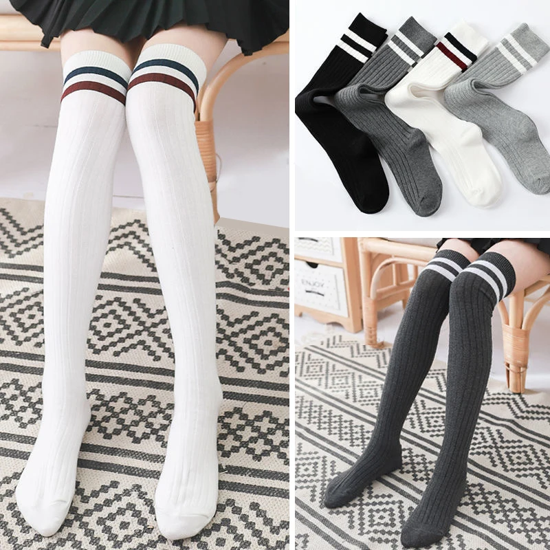 2 4 6 8 10 12 Years Children's Long Sock Teen Girls School Uniform Knee-High Sock Spring Summer Autumn Cotton Baby Kids Stocking