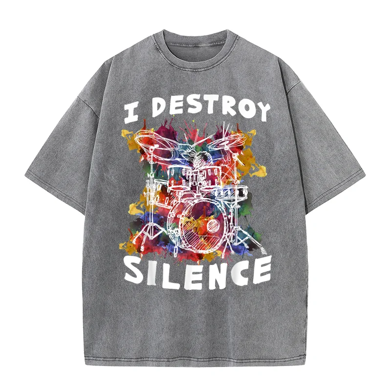 Drumset Drummer Drumsticks Drum Set Cotton Luxury Brand Men's T-shirts O-neck Tshirt Oversized Art Graphic Clothing Printed