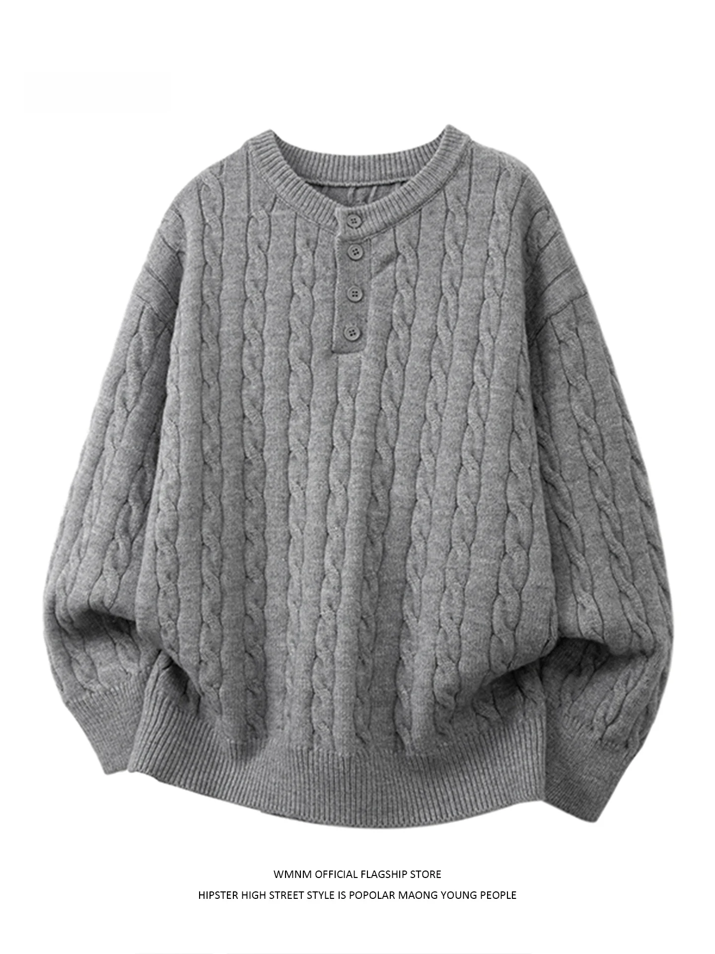 

Мужской свитер в американском стиле с утолщенным воротником Хенри, осенне-зимний, свободный, теплый, для ношения под одеждой, вязаный топ из смеси полиэстера и нейлона