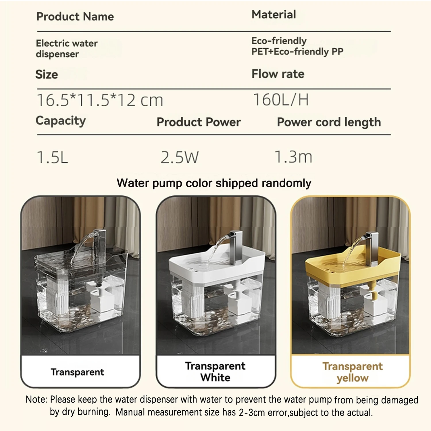 Cat Water Fountain Auto Filter Cat Drinker USB-Powered Recirculate Filtering Water Dispenser with Pump for Cats and Small Dogs