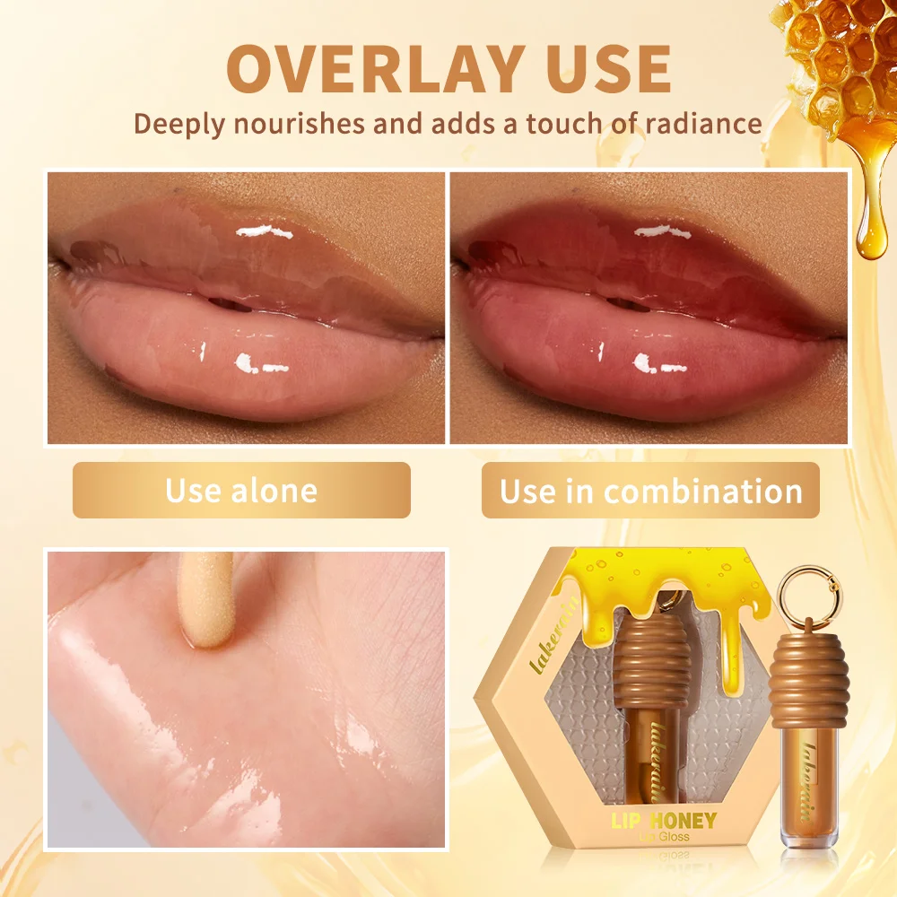 Lip Gloss Plumper Oil Balm Hydration Long Lasting Moisturizing Smooth Nourishing Bag Clip Ring Cosmetics Not Sticky Honey