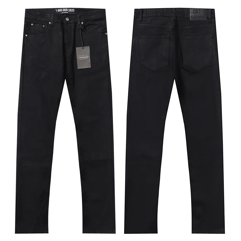

Men LOST SHDWS JEANS High Quality Daily All-match Black Flower Button Trousers American Streetwear Lost Shdws Denim Pants