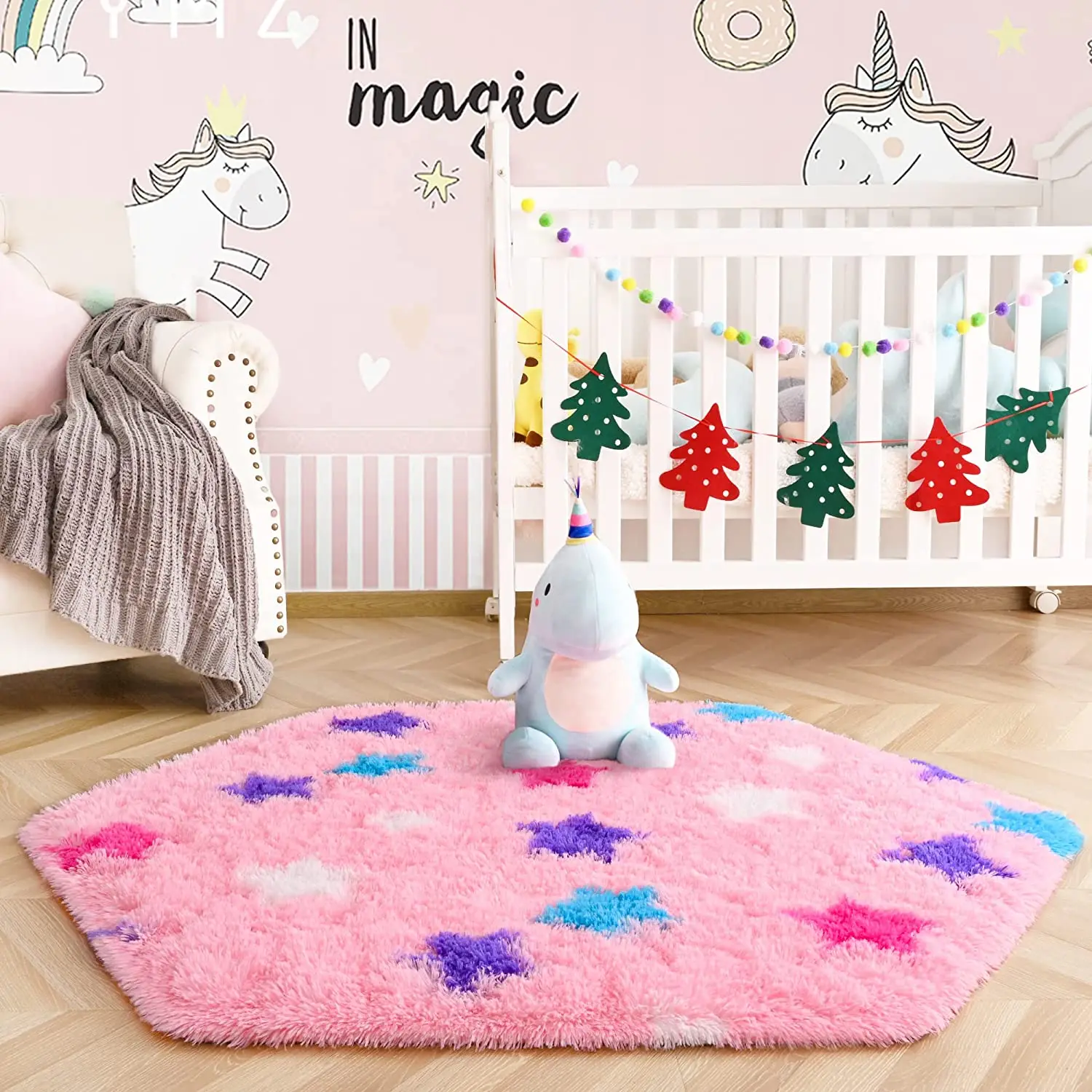 

Fluffy hexagon child rug hairy cute room decor living room mat rainbow carpet Sofa Bedroom Bedside balcony Area rugs tent carpet