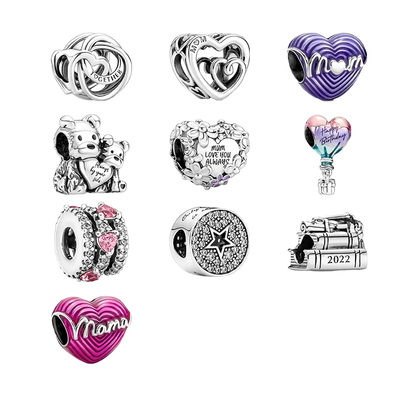 

Silver 925 Original Charms Beads For Bracelets Women Family Circle Daisy Birthday Hot Air Bolloon Love Hearts Mother's Day Gifts