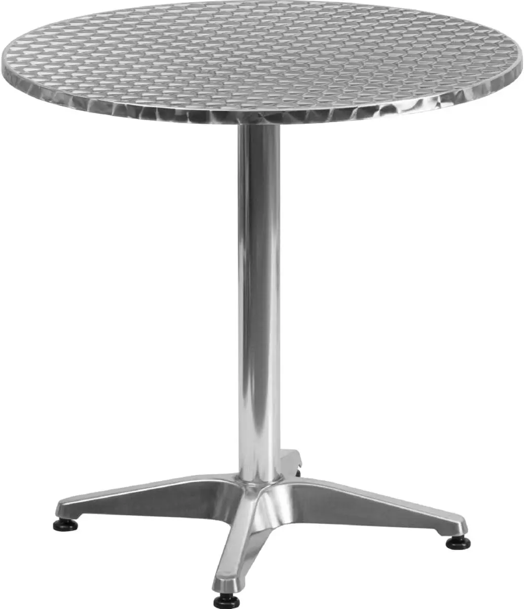 Mellie 27.5'' Round Aluminum Indoor-Outdoor Table With Stainless Steel Table Top