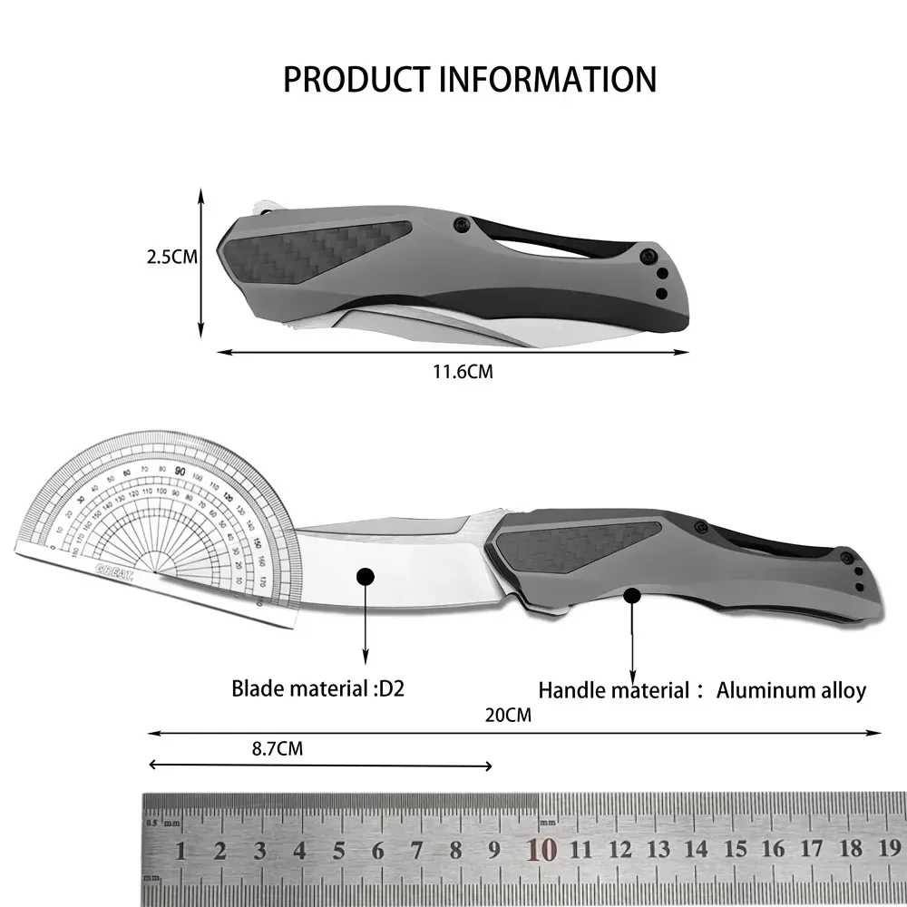 

NEW Tactical Survival Knife 5500 Folding Knife D2 Blade Aluminum Alloy Handle Outdoor Pocket Knife Camping Hiking Hunting Tool