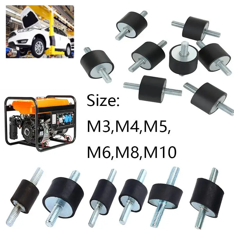 8/4 stücke Doppel Außengewinde M3 M4 M5 M6 M8 M10 Gummi Montieren Anti Vibration Männlich-Männlich Stoßdämpfer Durchmesser 8-40mm – Detail 1