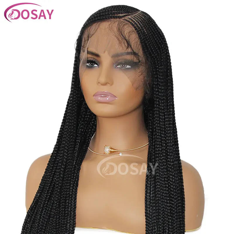 36" Full Lace Frontal Braids Wig Synthetic Side Part Knotless Cornrow Braided Lace Front Wig Twist Braided Faux Locs Braid Wigs